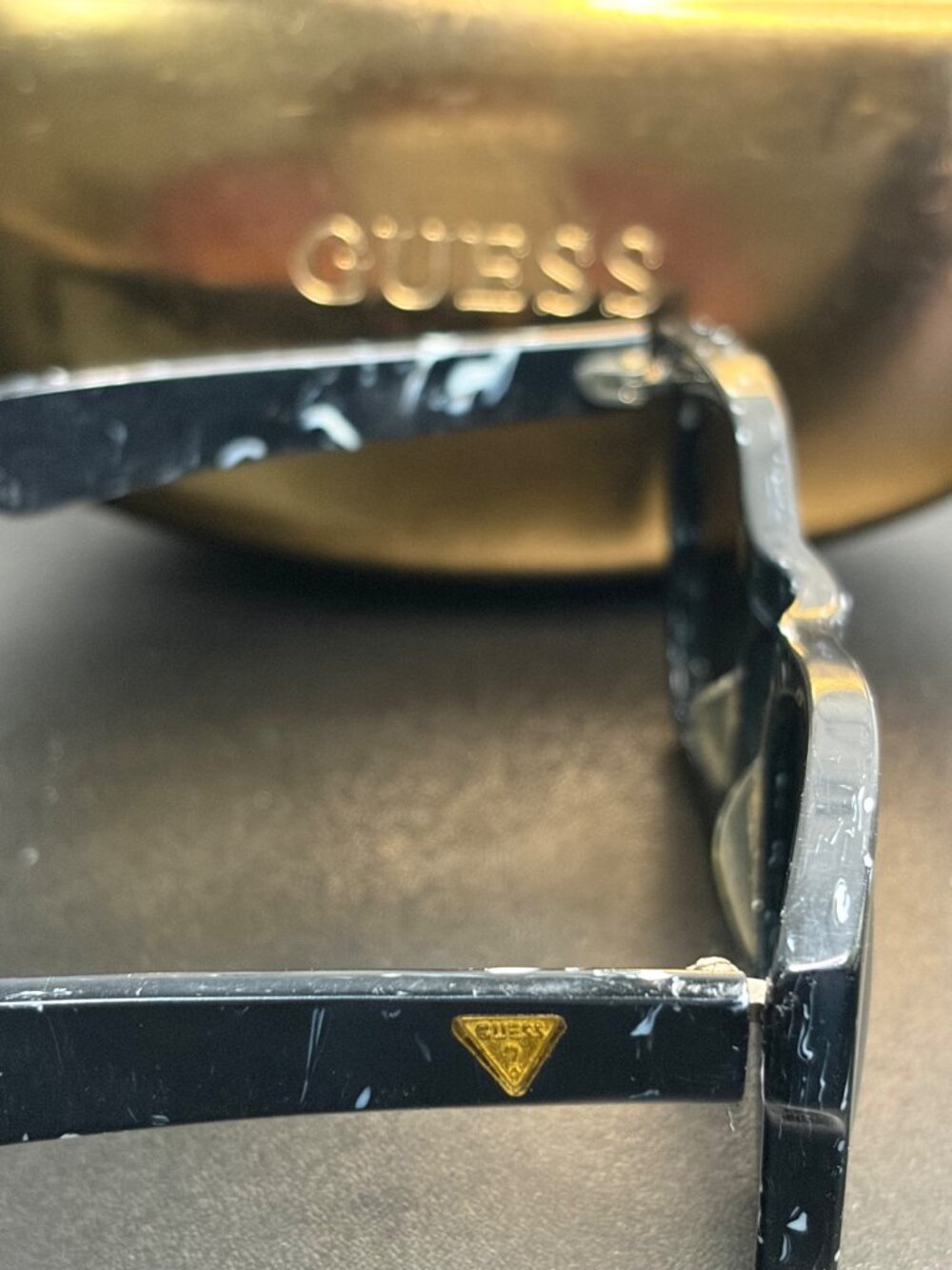 Guess Marbled Black White Rectangular Sunglasses w/ Guess Hard Case Vintage - Picture 4 of 6